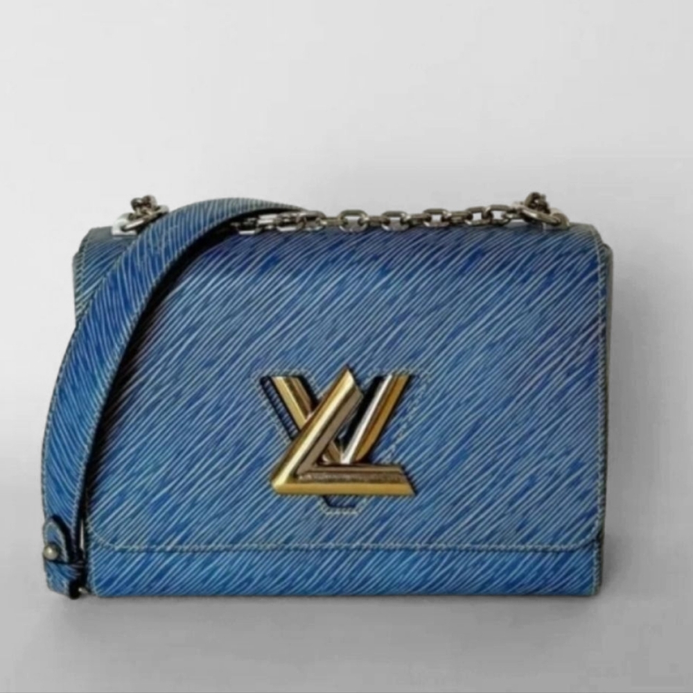 Louis Vuitton Twist MM Blue Denim Epi Leather Shoulder Bag.